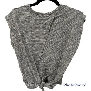 REEBOK gray and white heathered muscle tee crop back cut out and tie, XS, gym.